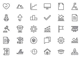 Business line icon set. Collection of commerce uotline sighn for web design, mobile app, UI design, etc. Dark blue line symbol of finance on white background. vector