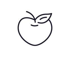 Education sign. Vector symbol drawn in trendy line style. Perfect for mobile apps, online shops, stores, adverts, UI. Editable stroke. Line icon of apple