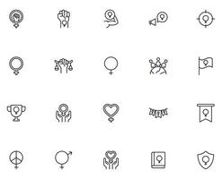 Collection of modern feminism outline icons. Set of modern illustrations for mobile apps, web sites, flyers, banners etc isolated on white background. Premium quality signs. vector