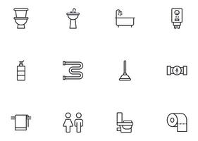 Bathroom concept. Bathroom line icon set. Collection of vector signs in trendy flat style for web sites, internet shops and stores, books and flyers. Premium quality icons isolated on white background