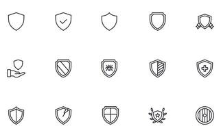 Collection of modern shield outline icons. Set of modern illustrations for mobile apps, web sites, flyers, banners etc isolated on white background. Premium quality signs vector