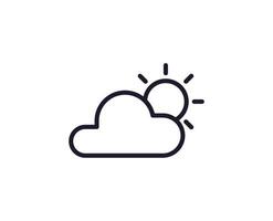 Farm and agriculture symbol. Vector outline pictogram in line style. Editable stroke for UI, adverts, online shops. Isolated line icon of sun behind clouds