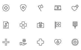 Collection of modern medical cross outline icons. Set of modern illustrations for mobile apps, web sites, flyers, banners etc isolated on white background. Premium quality signs. vector