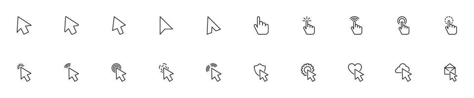 cursor concepto. cursor línea icono colocar. colección de vector señales en de moda plano estilo para web sitios, Internet tiendas y historias, libros y volantes prima calidad íconos aislado en blanco antecedentes