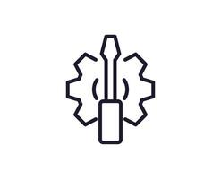 Setting line icon on white background vector