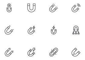 Collection of modern magnet outline icons. Set of modern illustrations for mobile apps, web sites, flyers, banners etc isolated on white background. Premium quality signs. vector