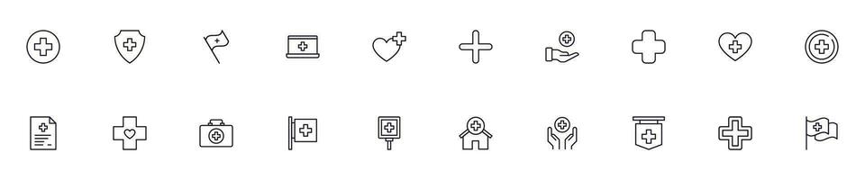 Collection of modern medical cross outline icons. Set of modern illustrations for mobile apps, web sites, flyers, banners etc isolated on white background. Premium quality signs. vector