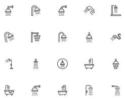 Collection of modern shower outline icons. Set of modern illustrations for mobile apps, web sites, flyers, banners etc isolated on white background. Premium quality signs. vector