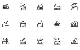 Collection of modern factory outline icons. Set of modern illustrations for mobile apps, web sites, flyers, banners etc isolated on white background. Premium quality signs. vector