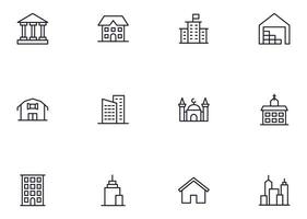 Building concept. Building line icon set. Collection of vector signs in trendy flat style for web sites, internet shops and stores, books and flyers. Premium quality icons isolated on white background