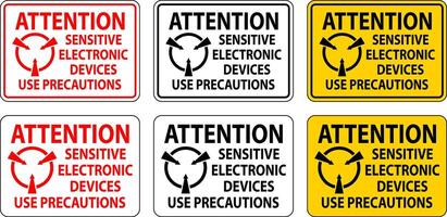 Static Warning Sign Attention - Sensitive Electronic Devices Use Precautions vector