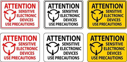 Static Warning Sign Attention - Sensitive Electronic Devices Use Precautions vector