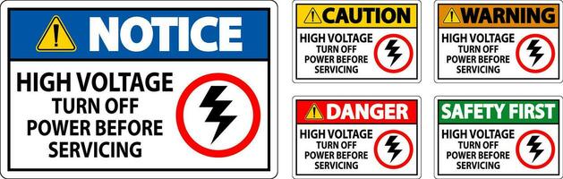 Danger Sign High Voltage - Turn Off Power Before Servicing vector