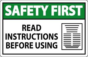 Safety First Machine Sign Read Instructions Before Using vector