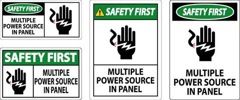 Safety First Sign Multiple Power Source In Panel vector