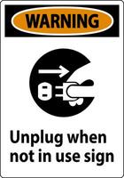 Warning Unplug When Not In Use Symbol Sign vector