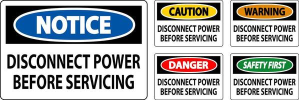 Danger Sign Disconnect Power Before Servicing vector