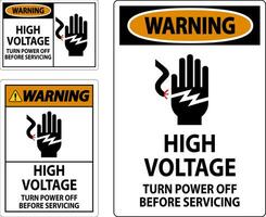 advertencia firmar alto voltaje - giro poder apagado antes de servicio vector