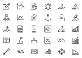 Business line icon set. Collection of commerce uotline sighn for web design, mobile app, UI design, etc. Dark blue line symbol of finance on white background. vector