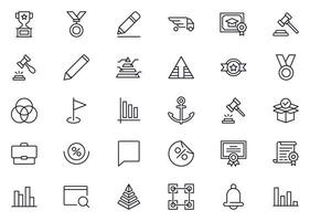 Business line icon set. Collection of commerce uotline sighn for web design, mobile app, UI design, etc. Dark blue line symbol of finance on white background. vector