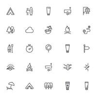 Travel icon set. Collection of outdoor activity sign for web design, UI design, mobile app, etc. Relax outline icon. Camping black pictogram on white background. vector