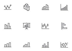 gráfico concepto. gráfico línea icono colocar. colección de vector señales en de moda plano estilo para web sitios, Internet tiendas y historias, libros y volantes prima calidad íconos aislado en blanco antecedentes