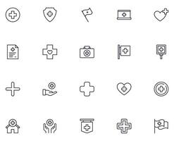 Collection of modern medical cross outline icons. Set of modern illustrations for mobile apps, web sites, flyers, banners etc isolated on white background. Premium quality signs. vector