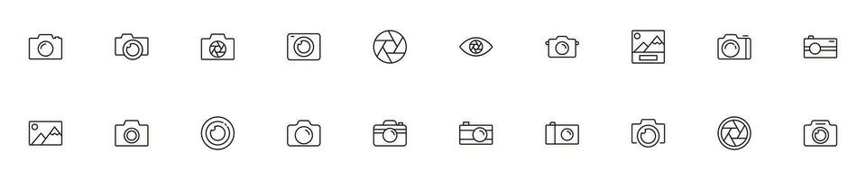Camera concept. Collection of camera high quality vector outline signs for web pages, books, online stores, flyers, banners etc. Set of premium illustrations isolated on white background