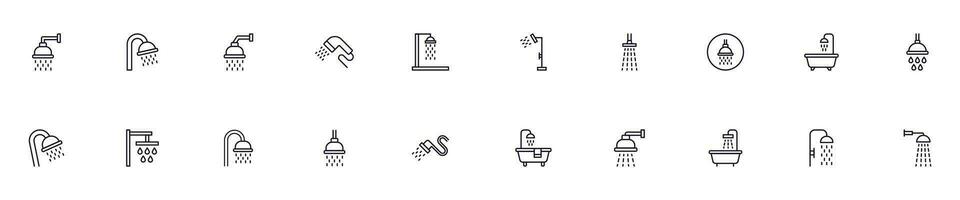 Collection of modern shower outline icons. Set of modern illustrations for mobile apps, web sites, flyers, banners etc isolated on white background. Premium quality signs. vector