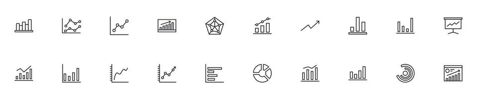 Graph concept. Collection of modern high quality graph line icons. Editable stroke. Premium linear symbol for web sites, flyers, banners, online shops and companies. vector