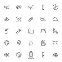 Travel icon set. Collection of outdoor activity sign for web design, UI design, mobile app, etc. Relax outline icon. Camping black pictogram on white background. vector