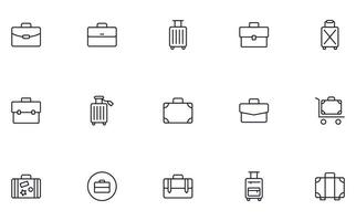 Collection of modern suitcase outline icons. Set of modern illustrations for mobile apps, web sites, flyers, banners etc isolated on white background. Premium quality signs. vector