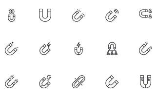 Collection of modern magnet outline icons. Set of modern illustrations for mobile apps, web sites, flyers, banners etc isolated on white background. Premium quality signs. vector