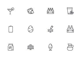 Food line icon set. Collection of outline sign for web design, mobile app, etc. Black line icon of fruit, vegetables, meat, candy, cake. vector