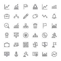 Business line icon set. Collection of commerce uotline sighn for web design, mobile app, UI design, etc. Dark blue line symbol of finance on white background. vector