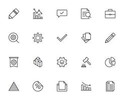 Business line icon set. Collection of commerce uotline sighn for web design, mobile app, UI design, etc. Dark blue line symbol of finance on white background. vector