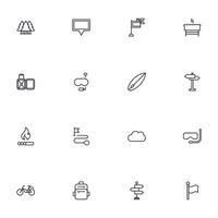 Travel icon set. Collection of outdoor activity sign for web design, UI design, mobile app, etc. Relax outline icon. Camping black pictogram on white background. vector