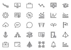 Business line icon set. Collection of commerce uotline sighn for web design, mobile app, UI design, etc. Dark blue line symbol of finance on white background. vector