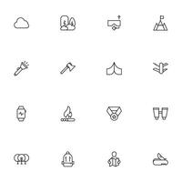 Travel icon set. Collection of outdoor activity sign for web design, UI design, mobile app, etc. Relax outline icon. Camping black pictogram on white background. vector