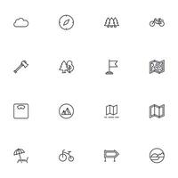 Travel icon set. Collection of outdoor activity sign for web design, UI design, mobile app, etc. Relax outline icon. Camping black pictogram on white background. vector