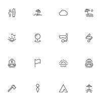 Travel icon set. Collection of outdoor activity sign for web design, UI design, mobile app, etc. Relax outline icon. Camping black pictogram on white background. vector