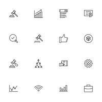 Business line icon set. Collection of commerce uotline sighn for web design, mobile app, UI design, etc. Dark blue line symbol of finance on white background. vector