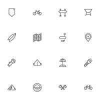 Travel icon set. Collection of outdoor activity sign for web design, UI design, mobile app, etc. Relax outline icon. Camping black pictogram on white background. vector