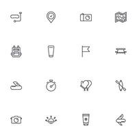 Travel icon set. Collection of outdoor activity sign for web design, UI design, mobile app, etc. Relax outline icon. Camping black pictogram on white background. vector