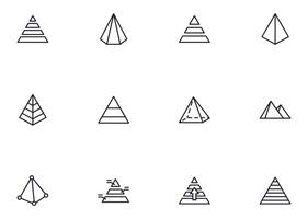 Pyramid concept. Pyramid line icon set. Collection of vector signs in trendy flat style for web sites, internet shops and stores, books and flyers. Premium quality icons isolated on white background