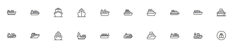 Ship concept. Collection of ship high quality vector outline signs for web pages, books, online stores, flyers, banners etc. Set of premium illustrations isolated on white background