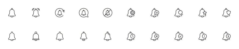 Collection of modern bell outline icons. Set of modern illustrations for mobile apps, web sites, flyers, banners etc isolated on white background. Premium quality signs. vector