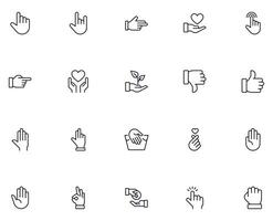 Hand concept. Collection of gesture high quality vector outline signs for web pages, books, online stores, flyers, banners etc. Set of premium illustrations isolated on white background