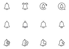 Collection of modern bell outline icons. Set of modern illustrations for mobile apps, web sites, flyers, banners etc isolated on white background. Premium quality signs. vector