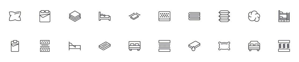Collection of modern bedroom outline icons. Set of modern illustrations for mobile apps, web sites, flyers, banners etc isolated on white background. Premium quality signs. vector